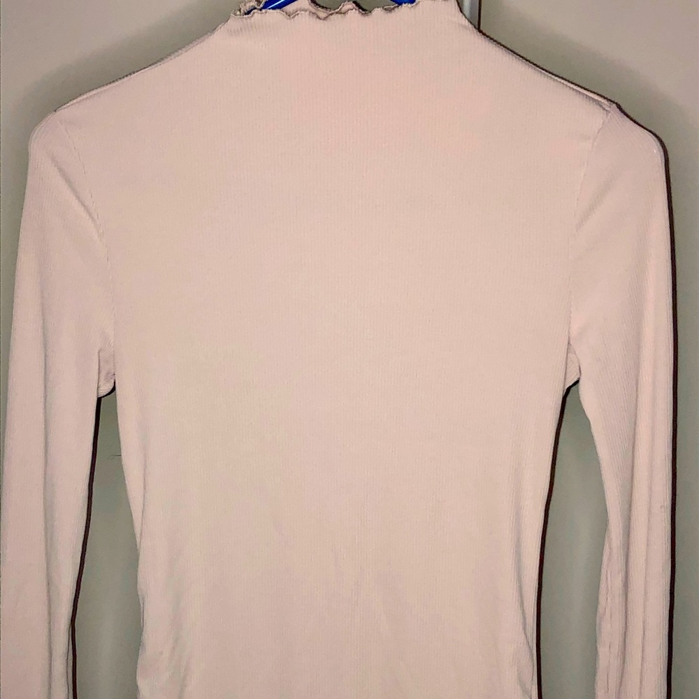 Cream Long Sleeve Lettuce Ribbed Top